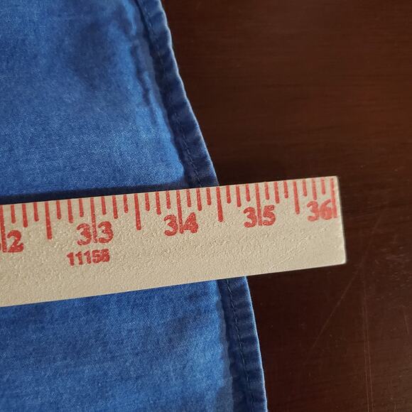 Old Navy Womens Embroidered Floral Chambray Denim Dress Size L Cottage Boho Blue - Picture 10 of 10